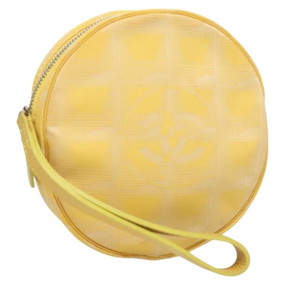 CHANEL New Travel line Pouch Nylon Yellow CC Auth 126059 - Picture 1 of 16